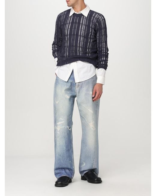 Our Legacy Blue Washed Knitted Sweater for men