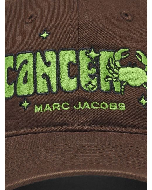 Marc Jacobs Green Cancer Cotton Baseball Cap With Embroidered Slogan