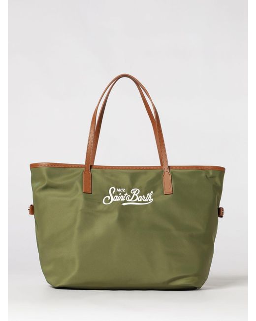 Mc2 Saint Barth Green Nylon Shoulder Bag With Logo