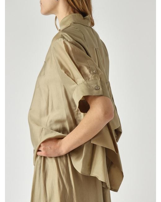 MEIMEIJ Natural Lyocell Blend Shirt With Ruffles