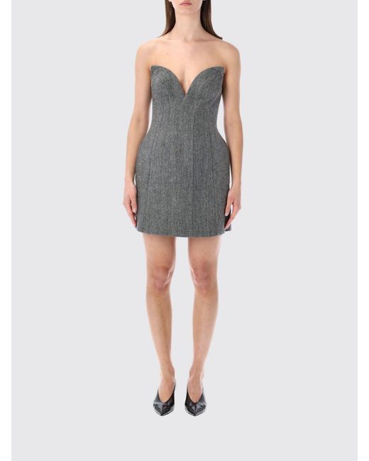 Self-Portrait Gray Wool Blend Dress
