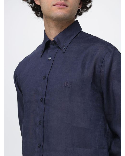 Etro Blue Linen Shirt for men