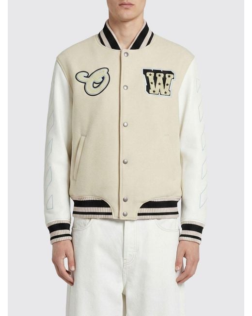 Off-White c/o Virgil Abloh Natural Wool Blend Varsity Jacket for men