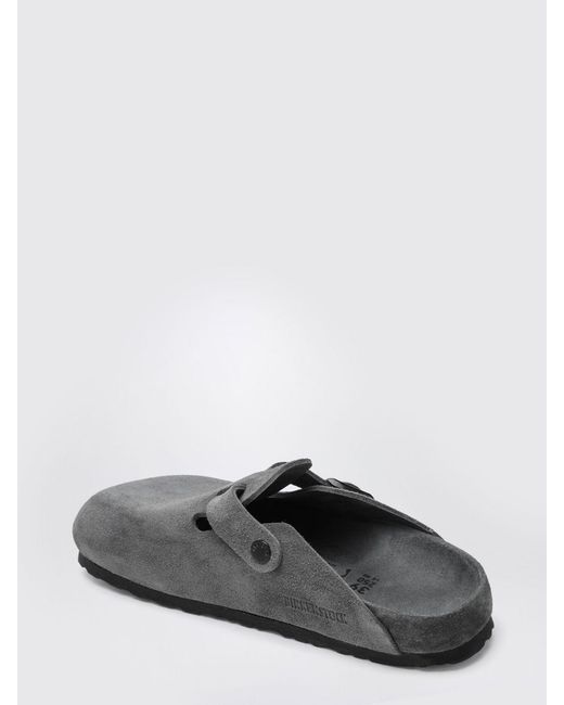 Birkenstock White Boston Suede Clogs With Adjustable Strap