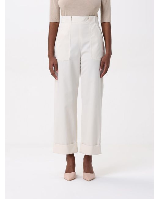 Max Mara White Wide Leg Culottes Cuffed Hems