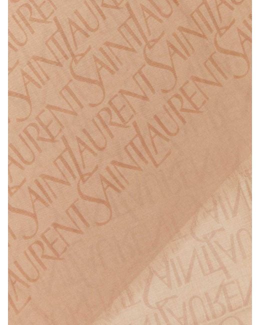 Saint Laurent Natural Jacquard Logo Scarf