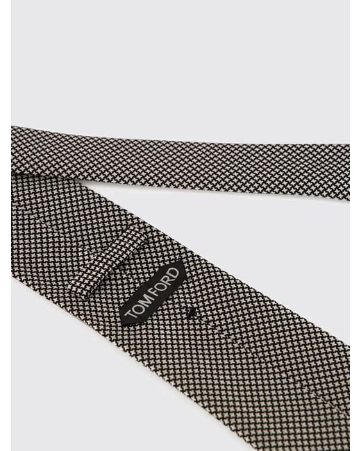 Tom Ford White Geometric Pattern Pure Silk Tie for men