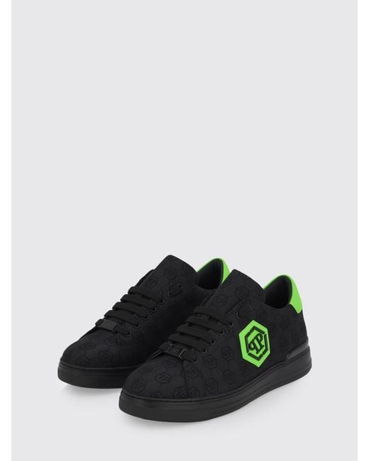 Philipp Plein Green Fabric Sneakers With Hexagon Jacquard for men