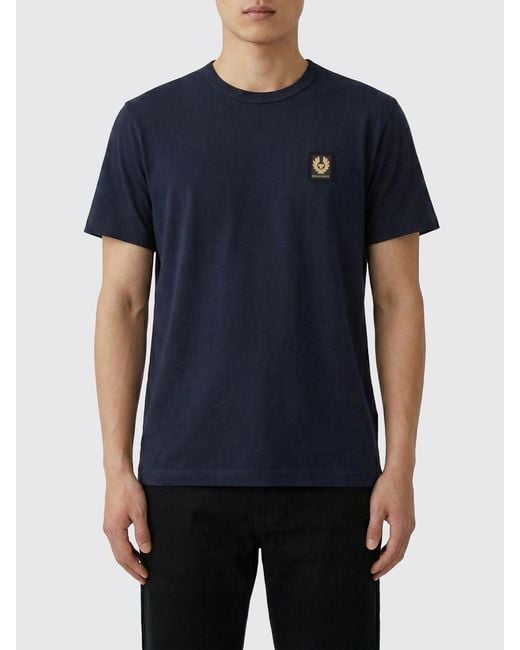 Belstaff Blue Cotton T-Shirt With Logo for men