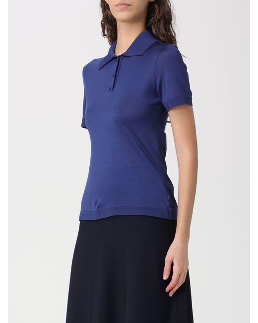 Max Mara Blue Silk Polo Shirt