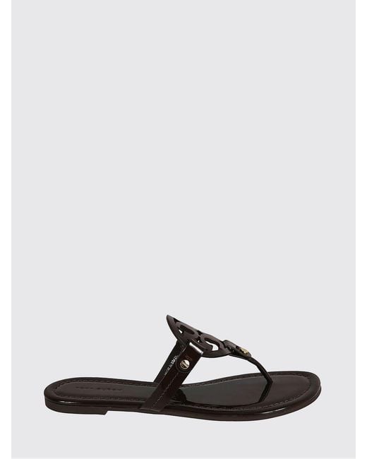 Tory Burch White Miller Leather Flip Flops