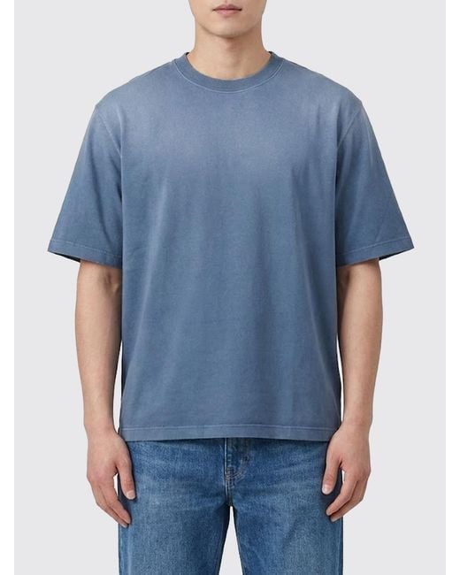 Golden Goose Deluxe Brand Blue Relaxed Fit Cotton Jersey T-Shirt With Logo Patch for men