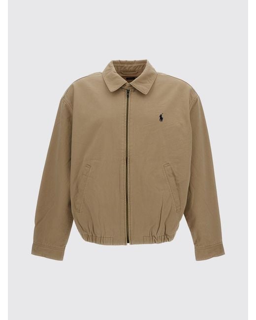 Polo Ralph Lauren Natural Cotton Shirt Jacket With Embroidered Logo for men