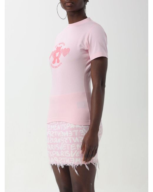 T-shirt in cotone stretch di Vetements in Pink