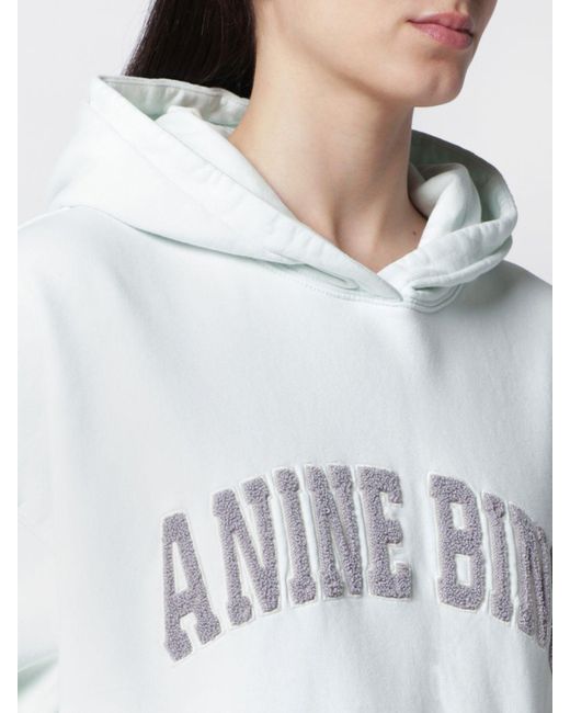 Anine Bing White Cotton Hoodie With Logo