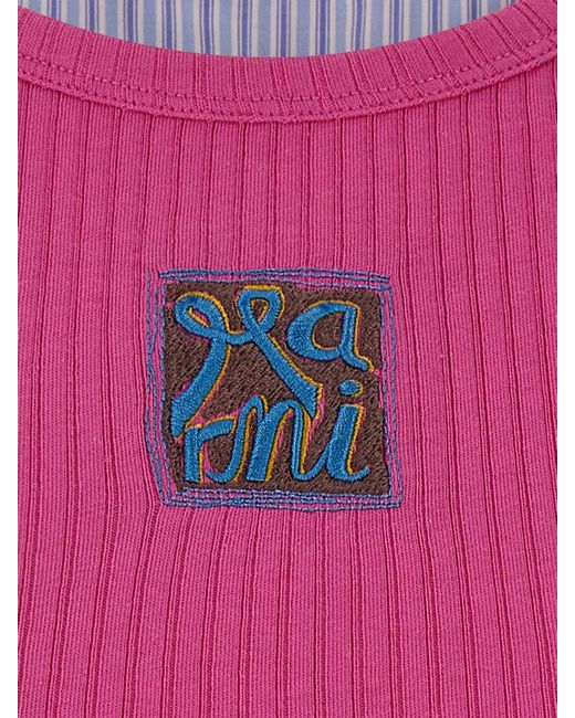 Marni Red Cotton Knit Top With Logo