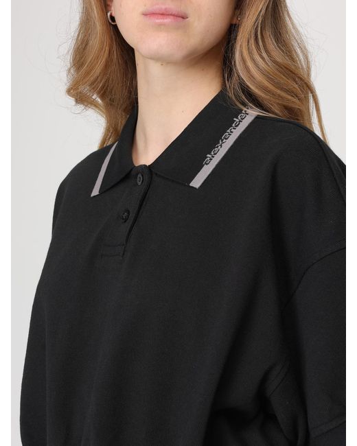Polo De Algodón Con Logo Alexander Wang de color Black