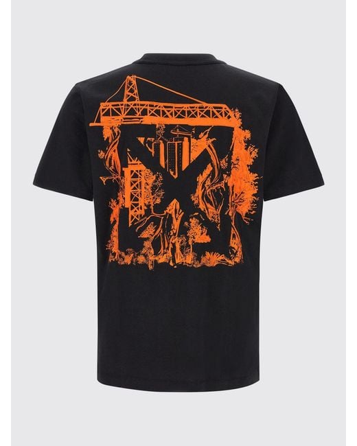 Off-White c/o Virgil Abloh Black Cotton T-Shirt With Graphic Print And Arrow Logo for men