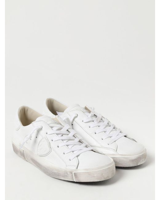 Sneakers Prsx in pelle used di Philippe Model in White