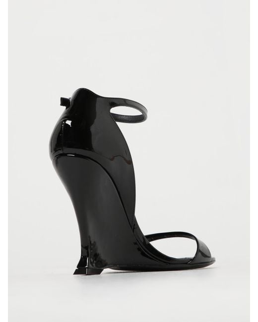 Ferragamo Black Vidette Patent Leather Sandals With Wedge
