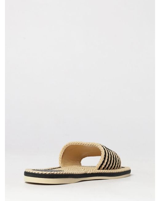 Chloé White ChloÉ Sand Striped Cotton Slide Sandals With Low Heel And Logo