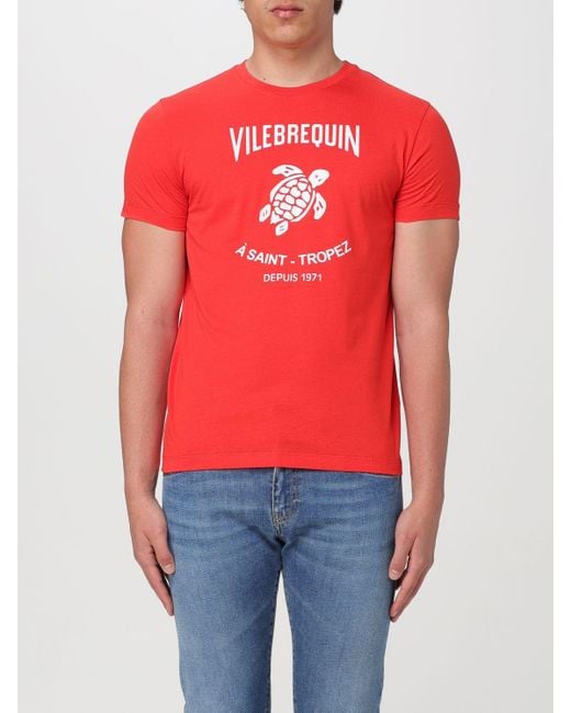 T-shirt in cotone con logo di Vilebrequin in Red da Uomo