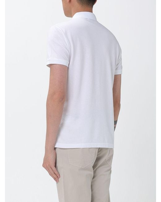 Brooksfield White Basic Cotton Polo Shirt With Logo for men