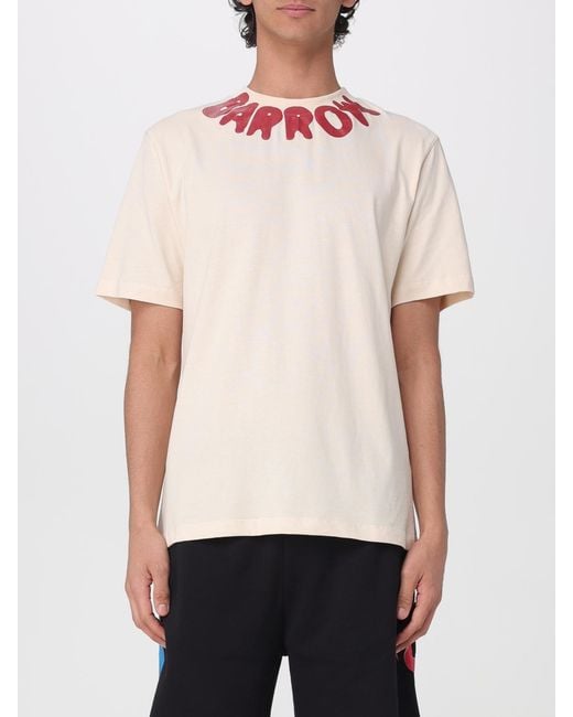Barrow White Cotton T-Shirt With Logo for men