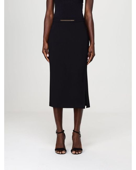 Elisabetta Franchi Black Crêpe Midi Skirt