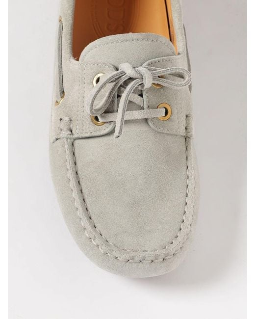Tod's Natural Gommino Suede Boat Loafers