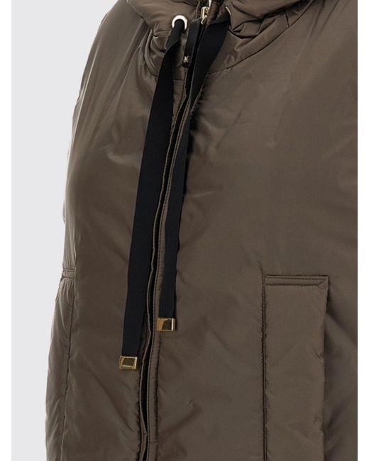 Max Mara Green Padded Technical Fabric Vest With Hood And High Neck