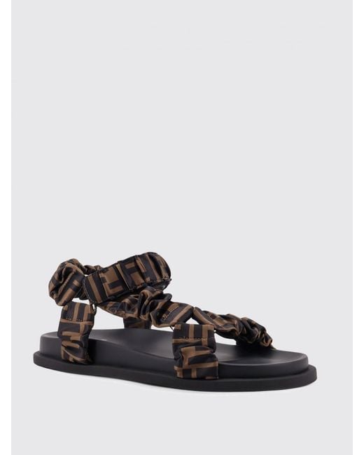 Fendi Black Flat Sandals