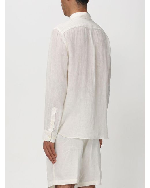 Camicia classica in lino di 120% Lino in White da Uomo