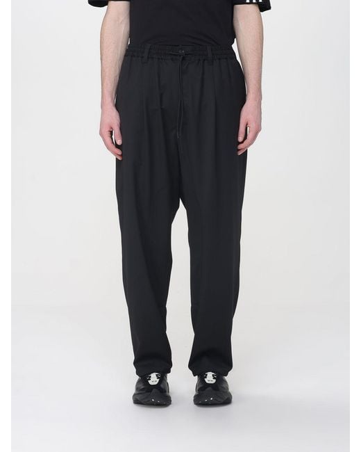 Y-3 Black Wide-Leg Wool Blend Trousers for men