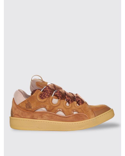 Lanvin Brown Leather Curb Sneakers for men