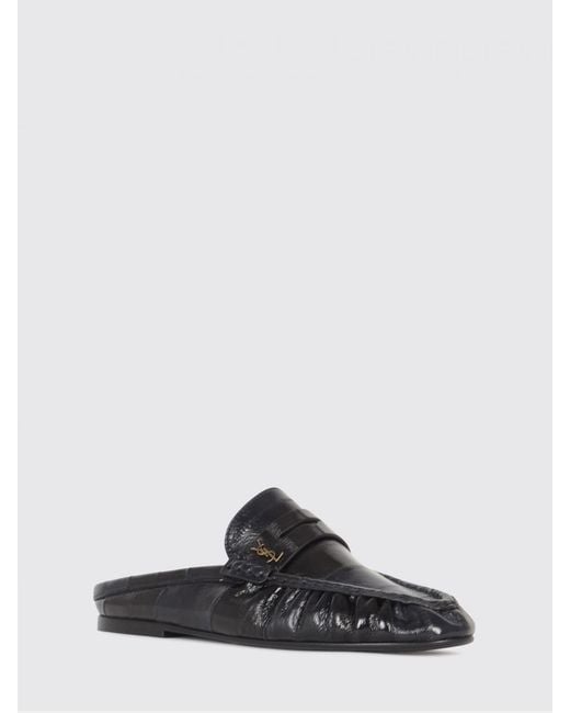 Saint Laurent White Le Loafer Eel Skin Mules With Ysl Monogram