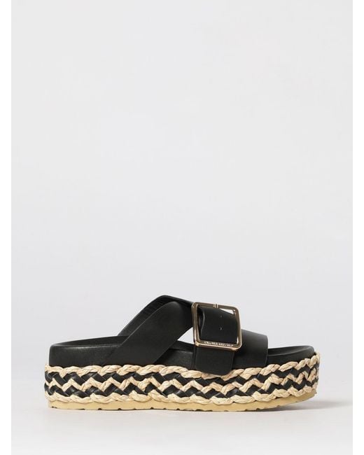 Paloma Barceló Black Leather Platform Sandals