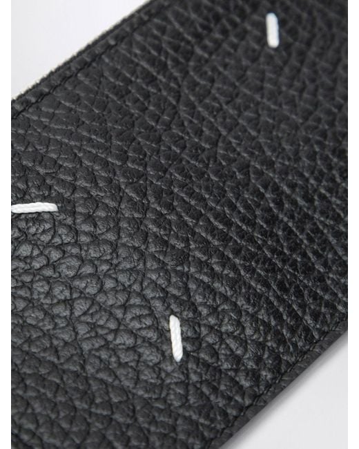Maison Margiela Black Four Stitches Grained Calfskin Leather Zipped Card Holder for men