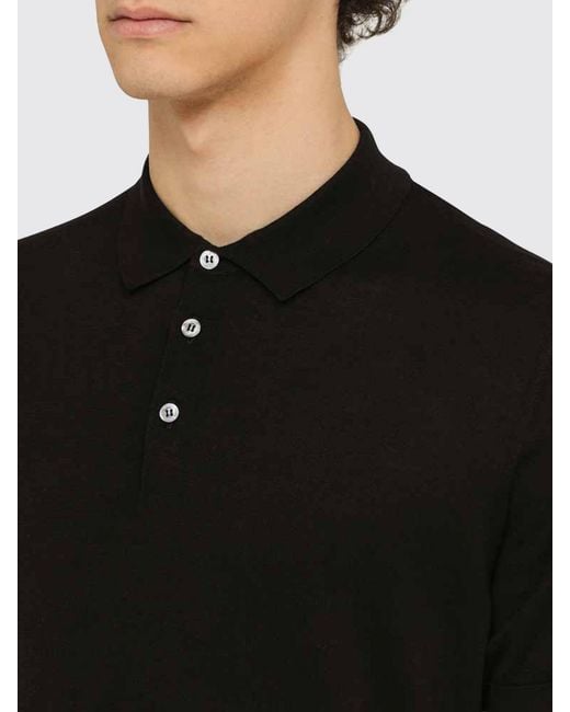 Drumohr Black Cotton Knit Polo Shirt for men