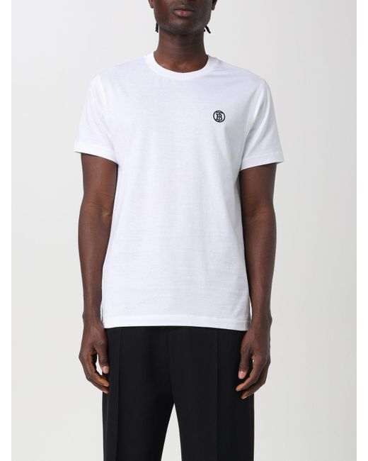 T-shirt in cotone con logo di Burberry in White da Uomo