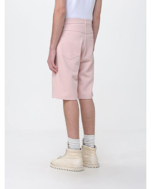 Auralee Pink Knee-Length Straight Fit Silk Shorts for men