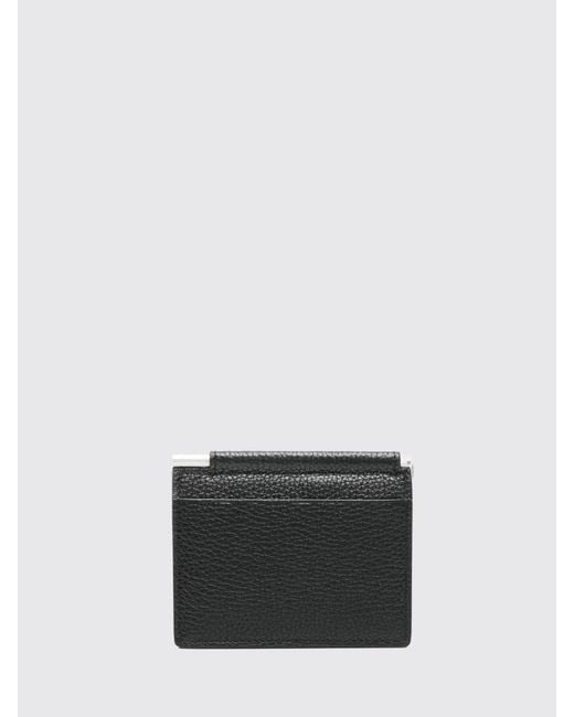 Tom Ford Gray Bifold Leather Card Holder With Money Clip And Laminated Logo for men