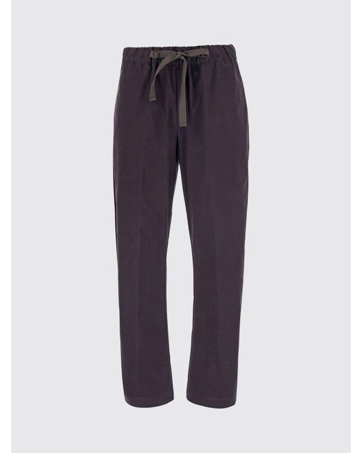 Semicouture Blue Mid-Rise Slim Fit Cotton Trousers With Drawstring