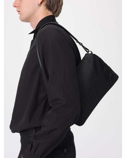 Fendi Black Ff Medium Squared Lui Bag for men