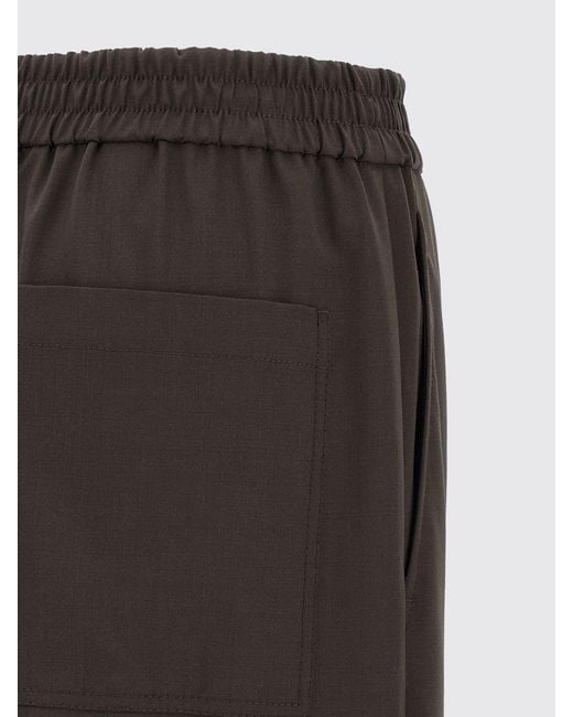Brunello Cucinelli Brown Wool Blend Wide-Leg Trousers With Elasticated Waist