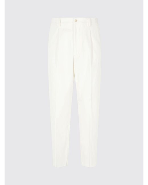 Eleventy White Slim Fit Pleated Stretch-Cotton Chino Trousers for men