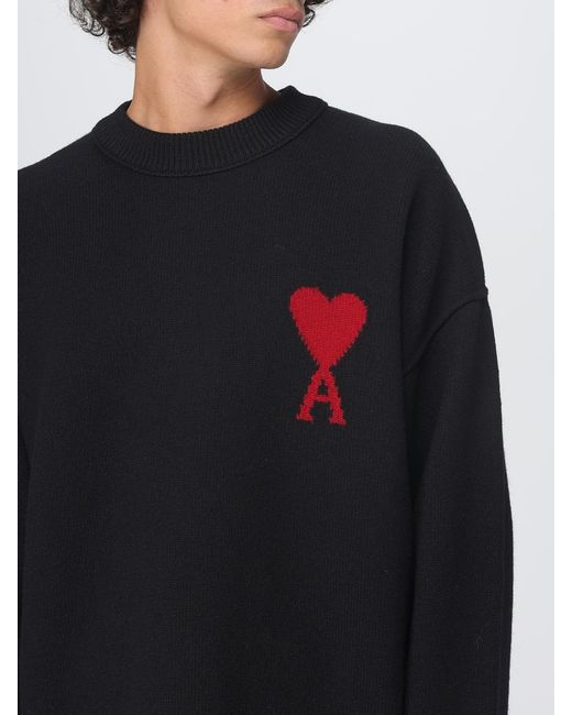 AMI Black Wool Pullover for men