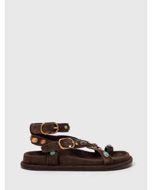 Twinset White Suede Sandal With Cabochon Stones