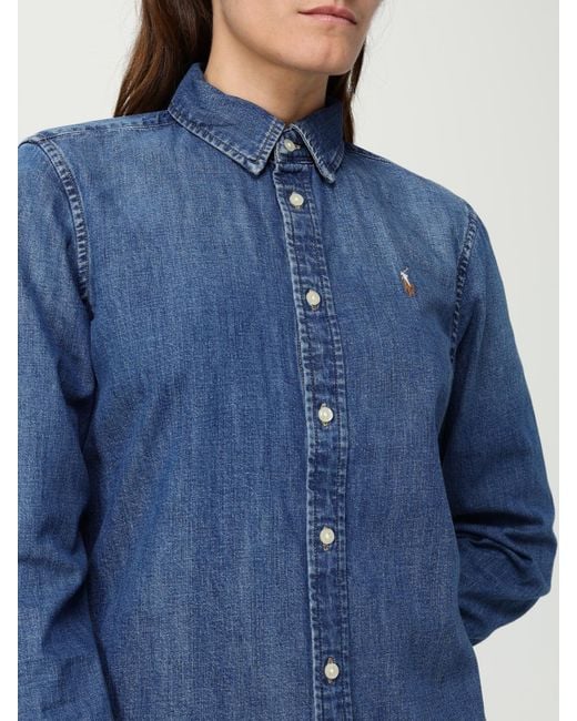 Polo Ralph Lauren Blue Classic Fit Long-Sleeved Shirt With Buttoned Closure