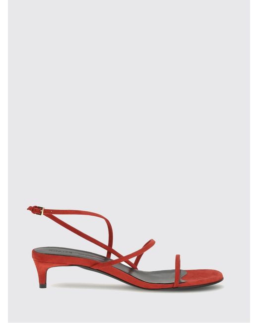 Khaite Red Suede Slingback Sandals With A Low Stiletto Heel And Open Toe